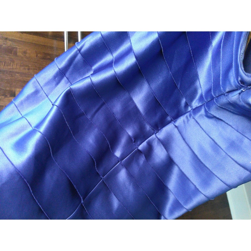BCBGMAXAZRIA Cocktail‎ Dress Womens 8 Blue Good Satin Tiered Halter Mini - Picture 8 of 12